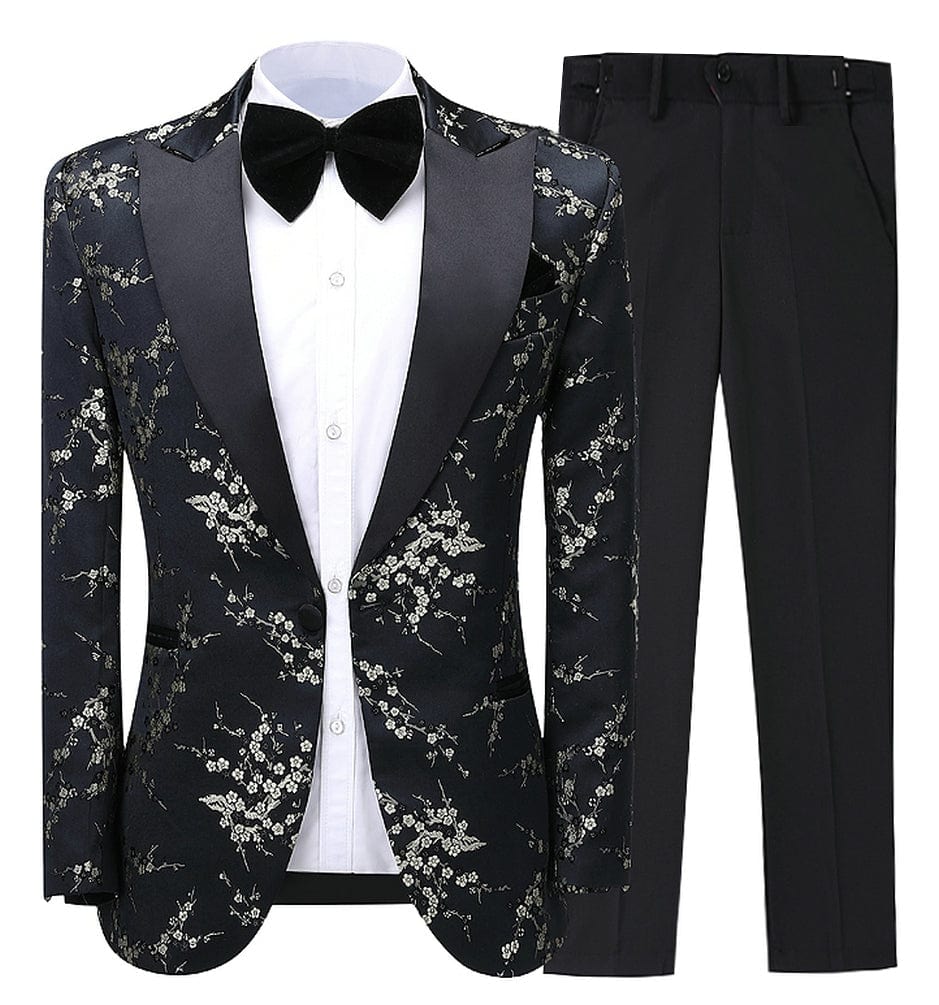 ceehuteey Men's Suit Formal Double Breasted Slim Fit 2 Piece Business Tuxedos (Blazer+Pants)