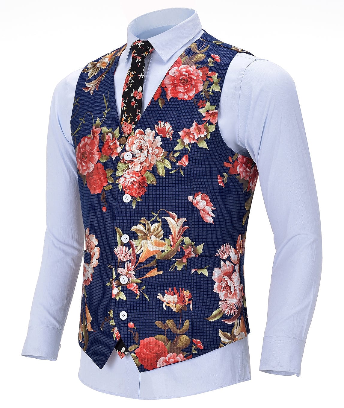 ceehuteey Men's Suit Vest Floral Dress V-Neck Waistcoat