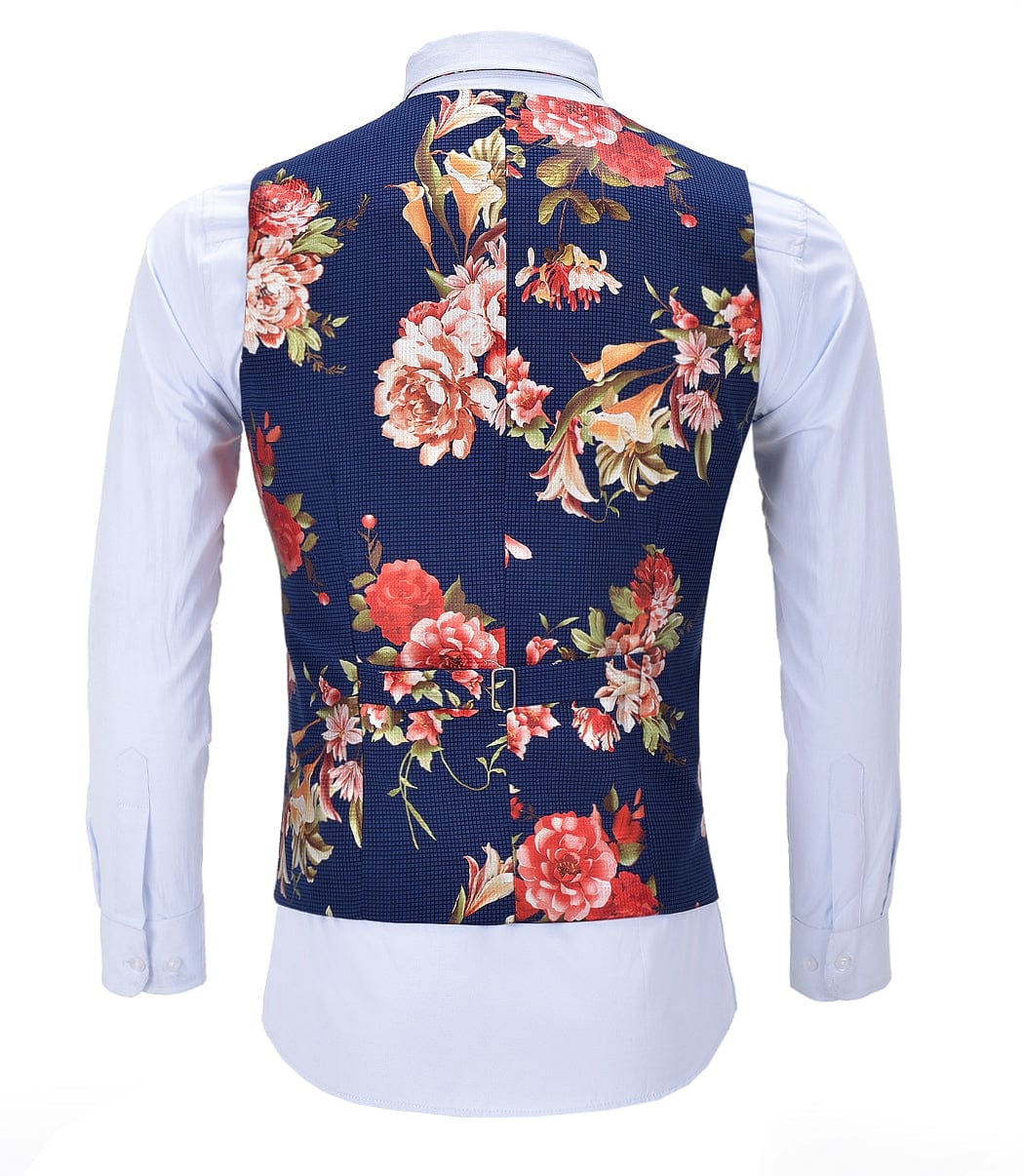 ceehuteey Men's Suit Vest Floral Dress V-Neck Waistcoat