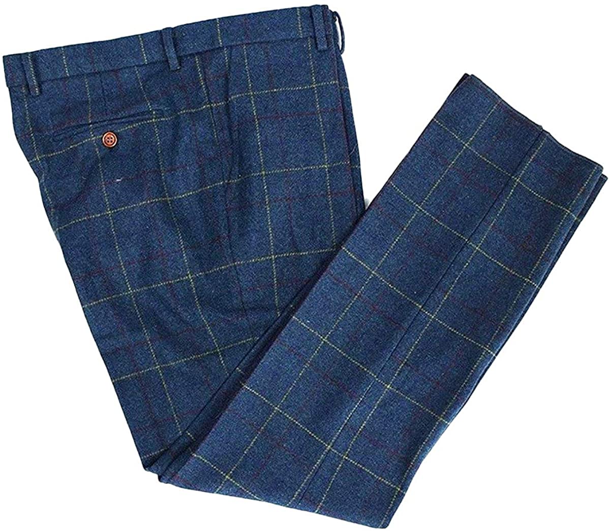 ceehuteey Men's Tweed Plaid Classic Wool Suit Pants