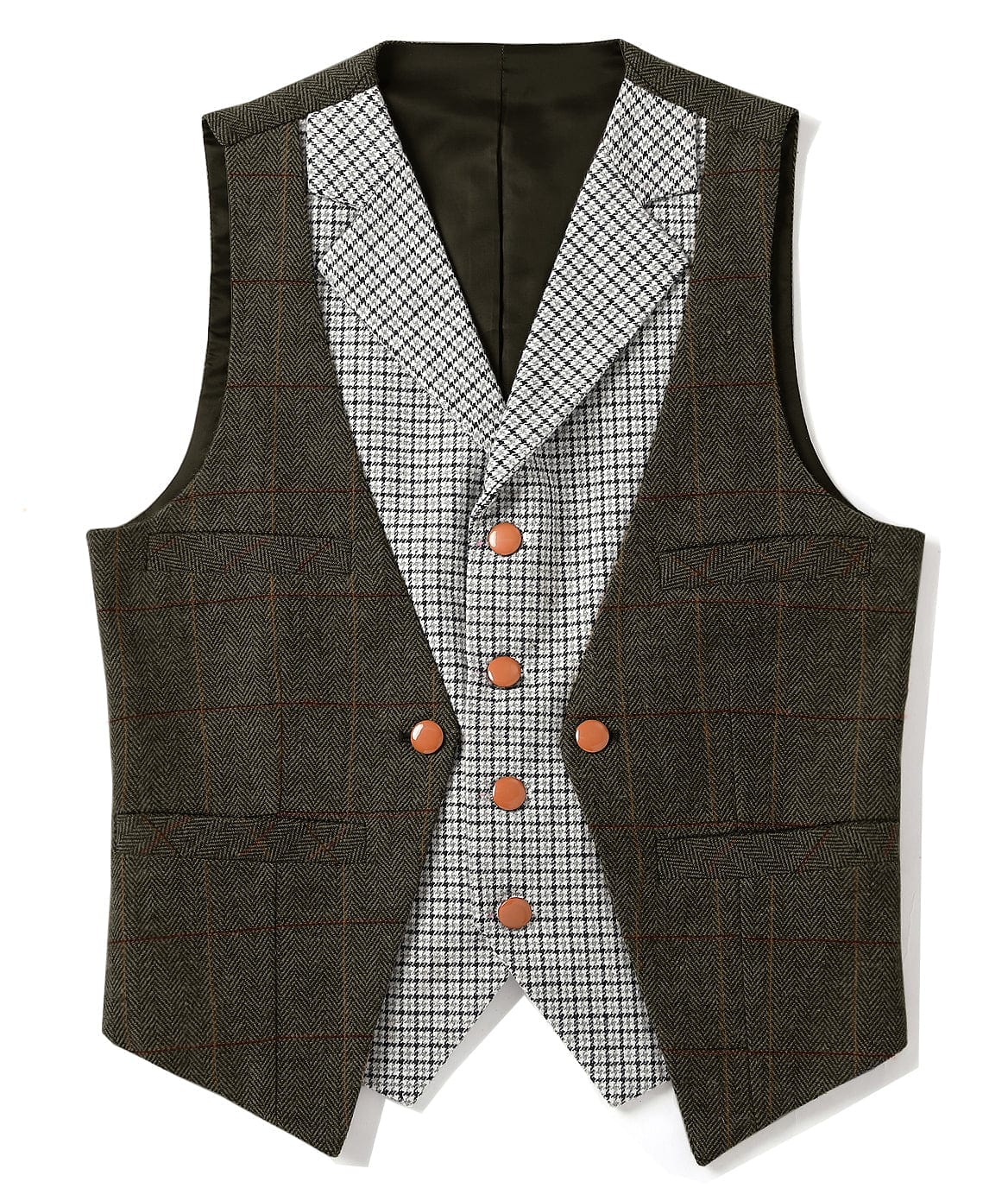 ceehuteey Men's V-Neck Herringbone Suit Vests Fashion Formal Slim Fit