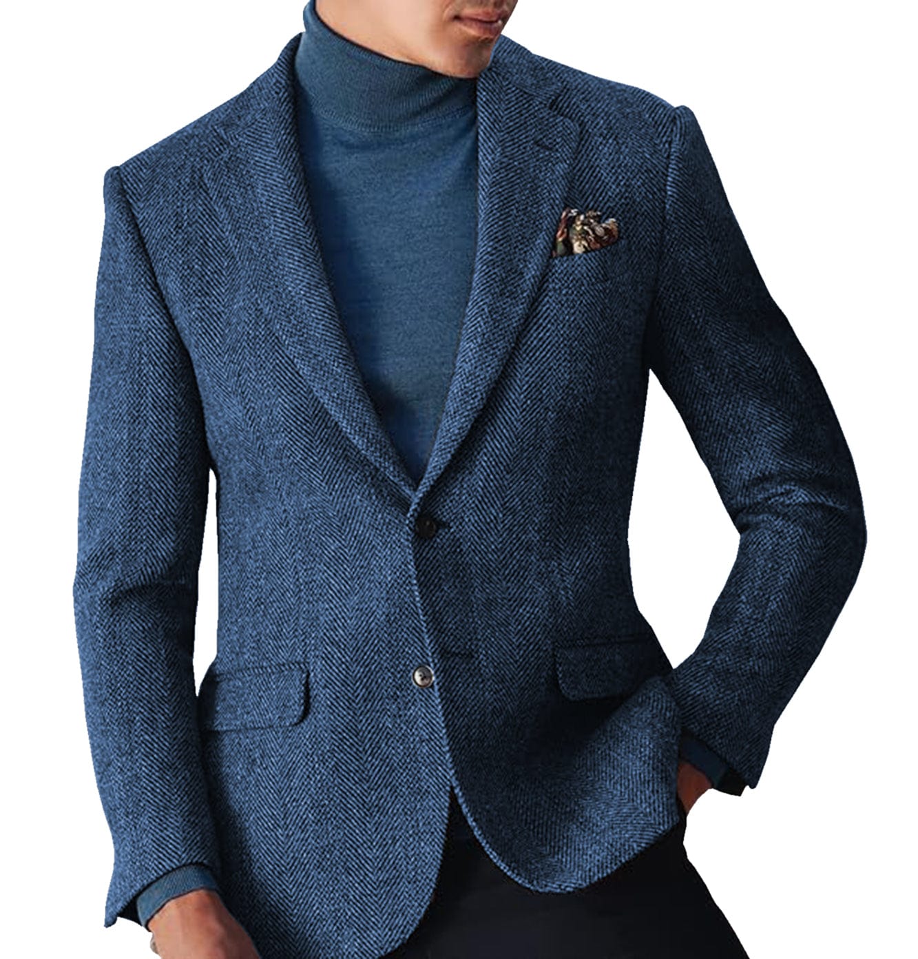 Men s winter Leisure Wool Herringbone Tweed Formal Notch Lapel Blazer