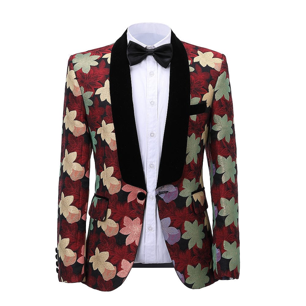 ceehuteey Mens 2 Piece Floral Dress Suit One Button Dinner Tuxedo Jacket & Pants