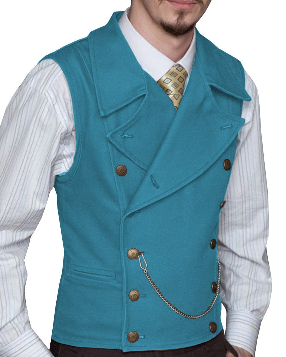 ceehuteey Mens Suede Cowboy Double Breasted Large Lapel Suede Classic Waistcoat