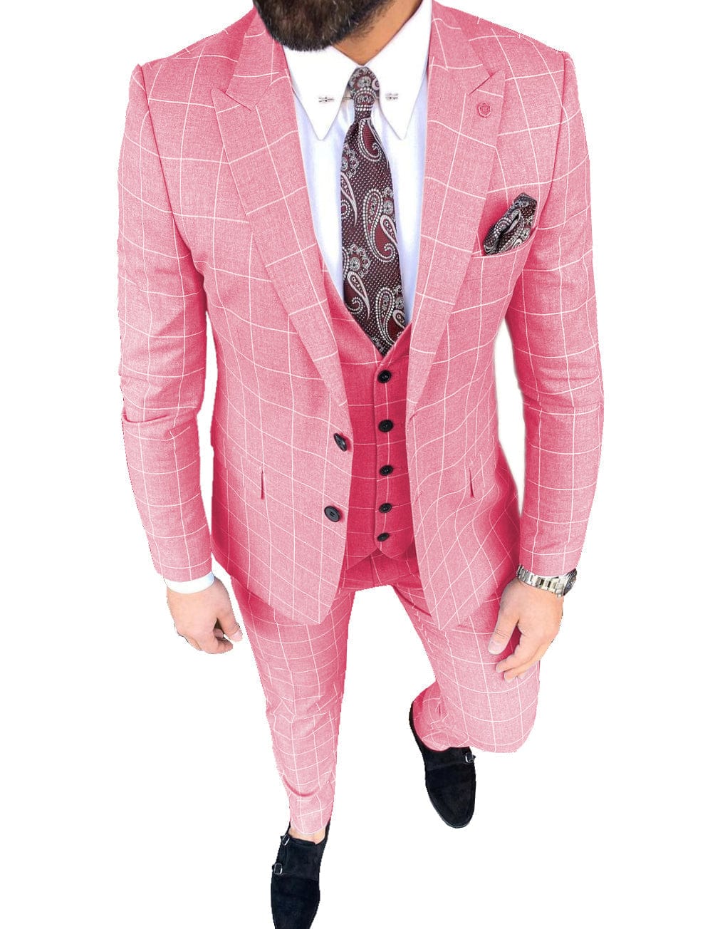 Wehilion Men's Suit Slim Fit 3-Piece Suit Casual Blazer Business Wedding  Party Jacket Vest Pants White XXL - Walmart.com