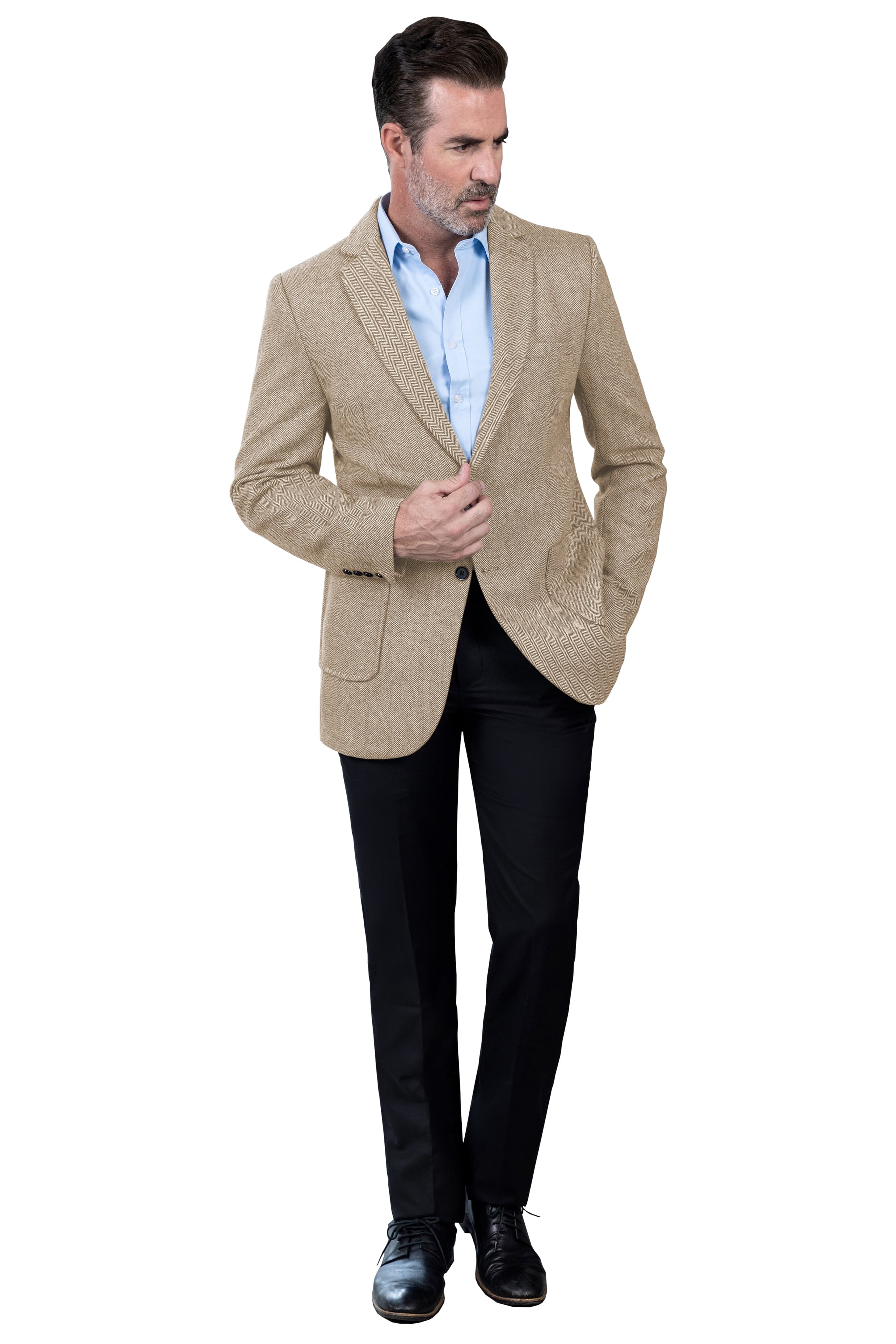 ceehuteey Mens winter Tweed Herringbone Suits Formal Regular Fit Blazer
