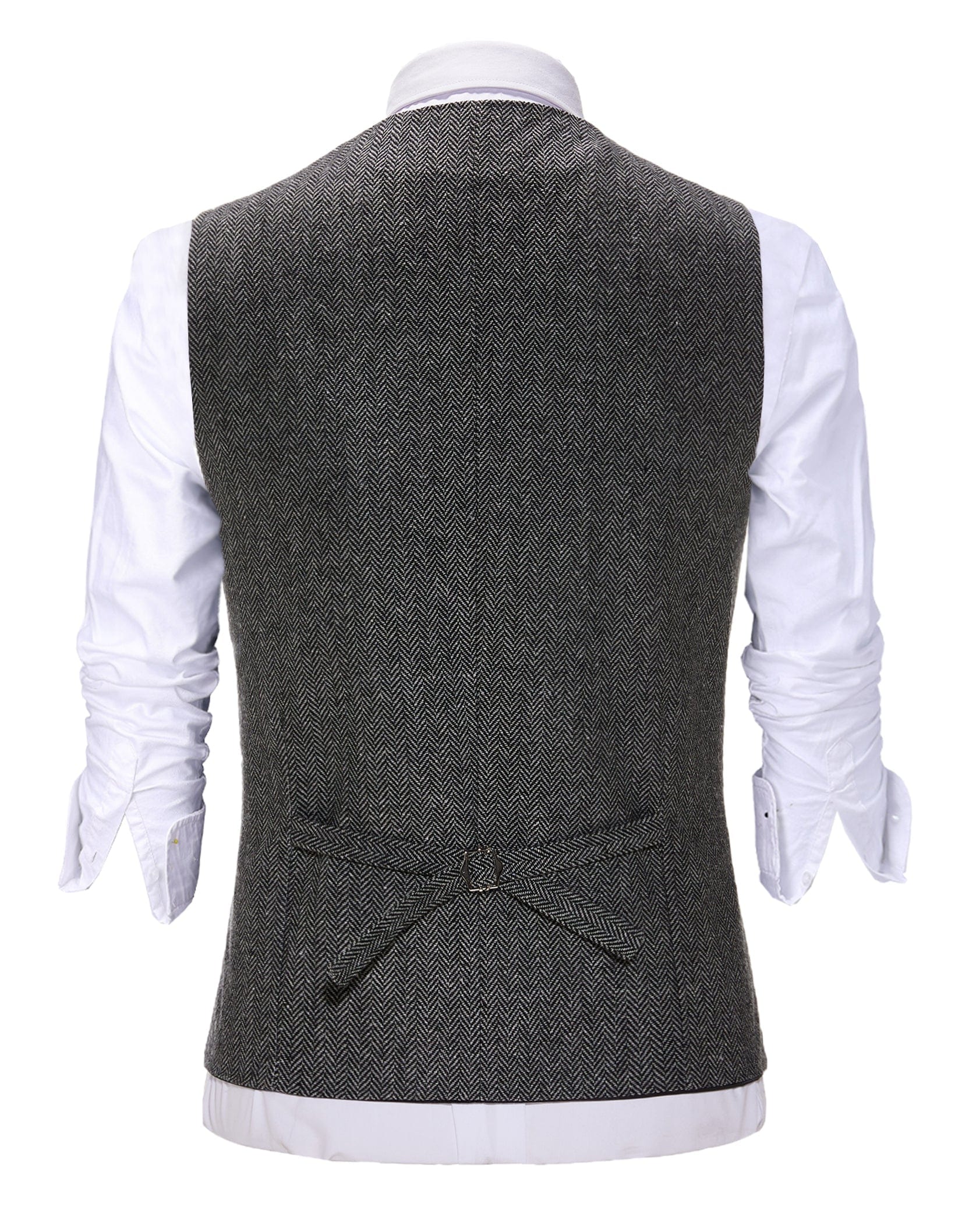 ceehuteey Vintage  Men's Slim Fit Herringbone V Neck Waistcoat